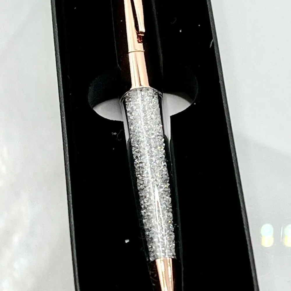 Collectible Rose Tone Ballpoint Pen with Crystals